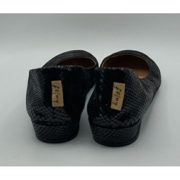 French Sole NY Black Leather Snake Print Zeppa Slip-on Short Wedges Size 10 - Picture 6 of 13